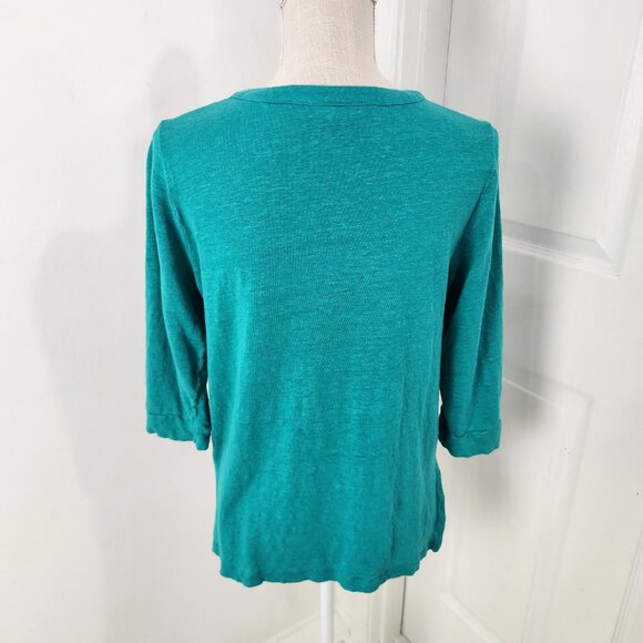 Chicos Top Womens 2 Blue Soft Linen Embroidered Boho Festival Side Slits - Picture 5 of 12